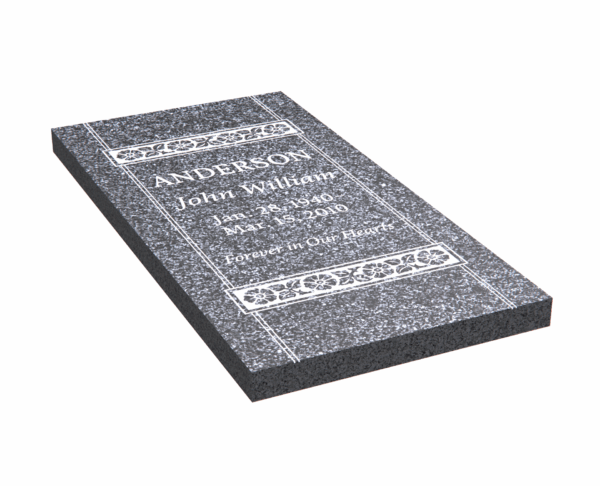 Elegant Ledger Memorial Stone with Floral Motif - Image 1