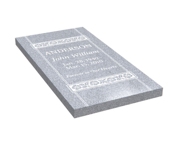 Elegant Ledger Memorial Stone with Floral Motif - Image 1