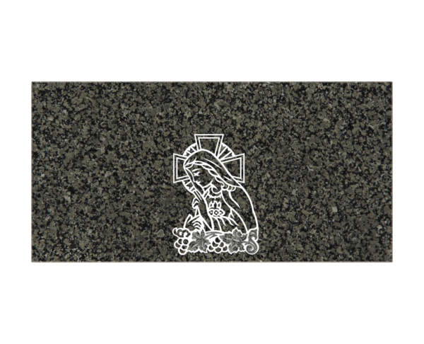 Traditional Flat Granite Memorial with Christ Image - Image 2