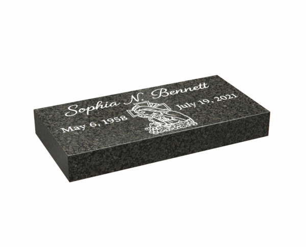 Traditional Flat Granite Memorial with Christ Image - Image 1