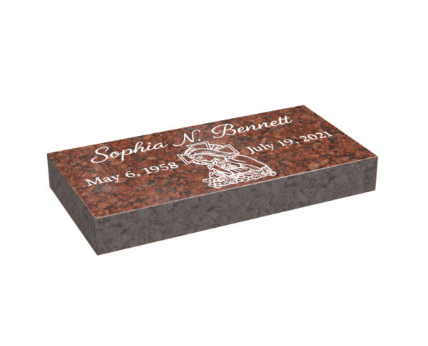 Traditional Flat Granite Memorial with Christ Image - Image 1