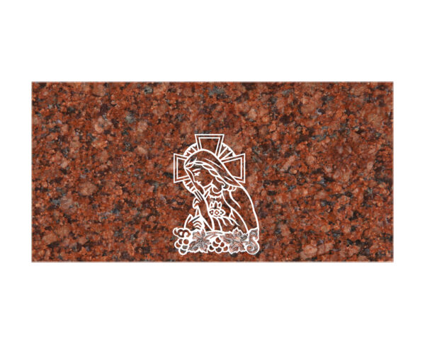 Traditional Flat Granite Memorial with Christ Image - Image 2