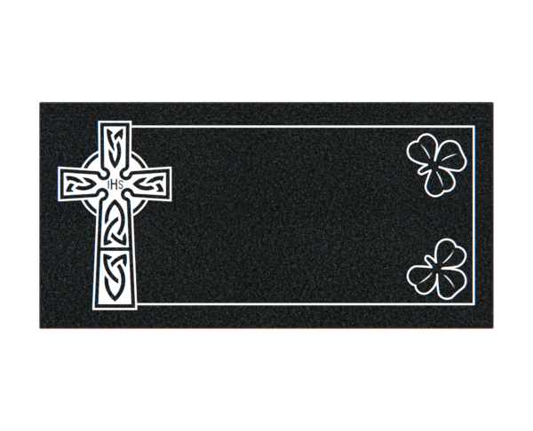 Elegant Flat Granite Memorial with Angel and Cross - Image 2