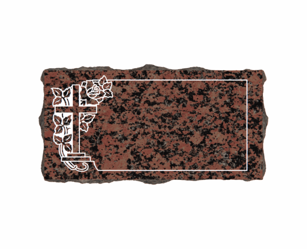 Traditional Bevel Granite Headstone with Cross and Rose - Image 2