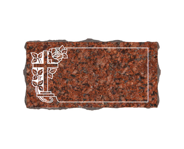 Traditional Bevel Granite Headstone with Cross and Rose - Image 2