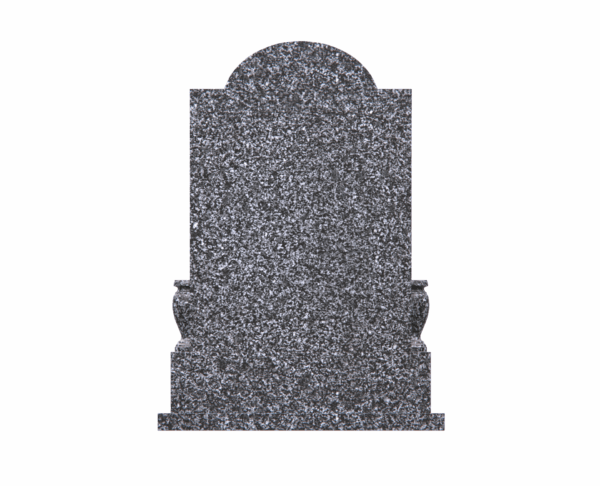 Oriental Style Upright Granite Memorial with Arch and Floral Engravings - Image 2