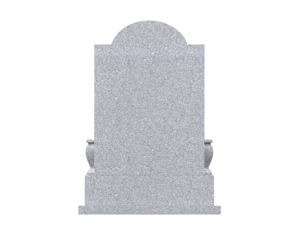 Oriental Style Upright Granite Memorial with Arch and Floral Engravings - Image 2