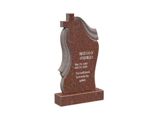 Artistic Monument with Draped Design and Cross Accent - Image 1