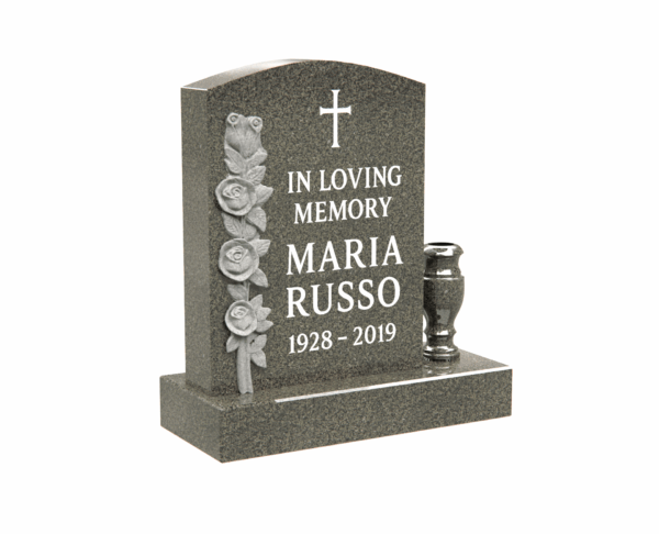 Upright Granite Memorial with Carved Roses - Image 1