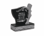 Upright Granite Headstone with Tree Carving and Floral Engraving
