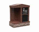 Upright Granite Columbarium Style Headstone with Cross