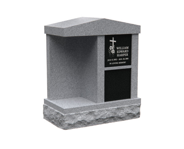 Upright Granite Columbarium Style Headstone with Cross - Image 1