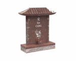 Asian-Inspired Granite Monument with Bamboo and Crane Motifs