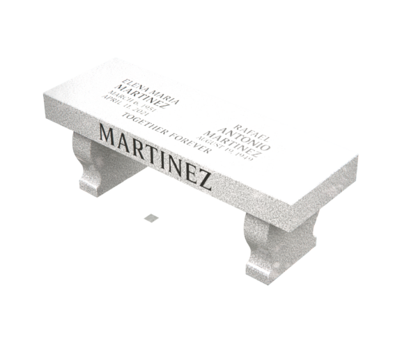 Companion Granite Memorial Bench with Family Name - Image 1