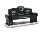 Granite Memorial Bench with Heart Companion Design