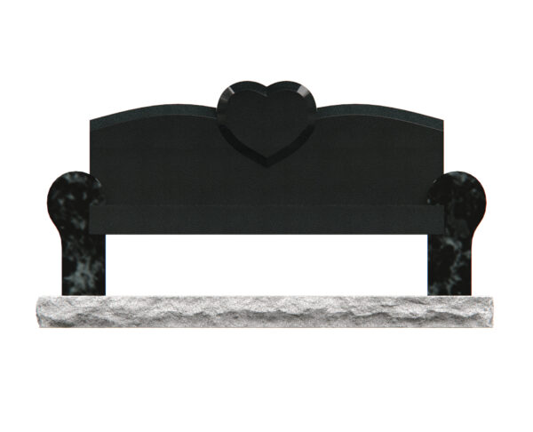 Granite Memorial Bench with Heart Companion Design - Image 3