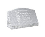 Single Slant Granite Headstone with Hummingbird & Lilies