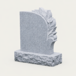 Granite Headstone with Carved Lilies & Base - Image 2