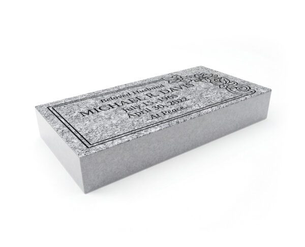 20x10x3 gray Floral Corner Flat Granite Marker - Image 1