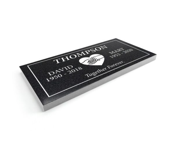 24x12x1 black Heart Emblem Flat Granite Marker - Image 1