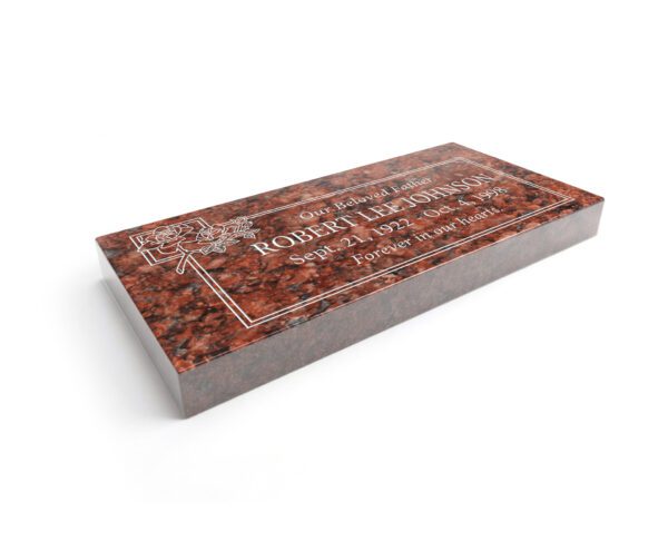 24x12x2 red (1) Cross & Rose Frame Flat Granite Marker - Image 1