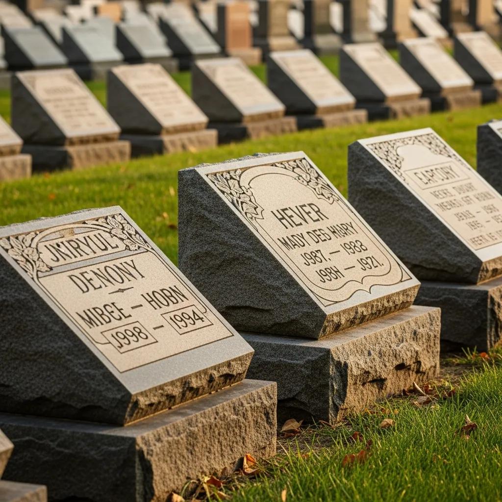 Close-up of slant and bevel markers highlighting inscriptions and design