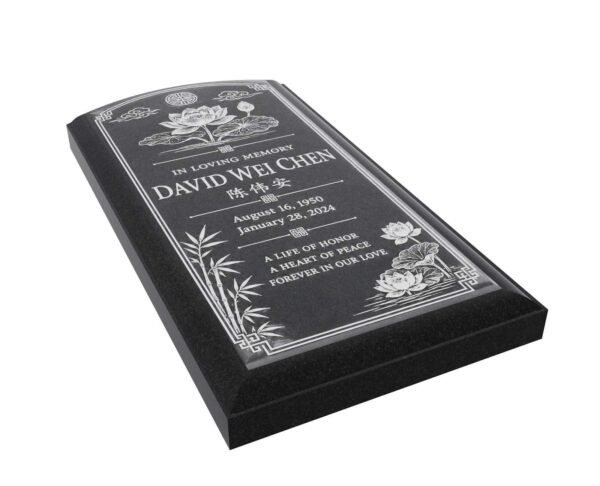 Asian Lotus Ledger Granite Memorial - Image 1