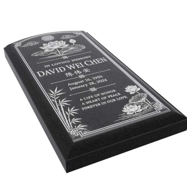 Asian Lotus Ledger Granite Memorial