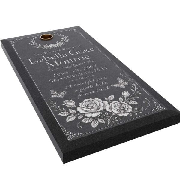 Single Rose Ledger Granite Memorial