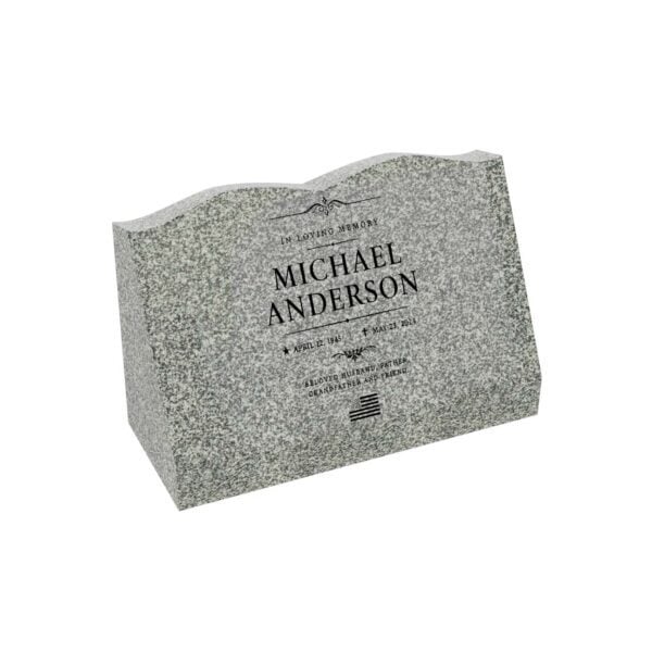 Classic Serpentine Slant Granite Headstone
