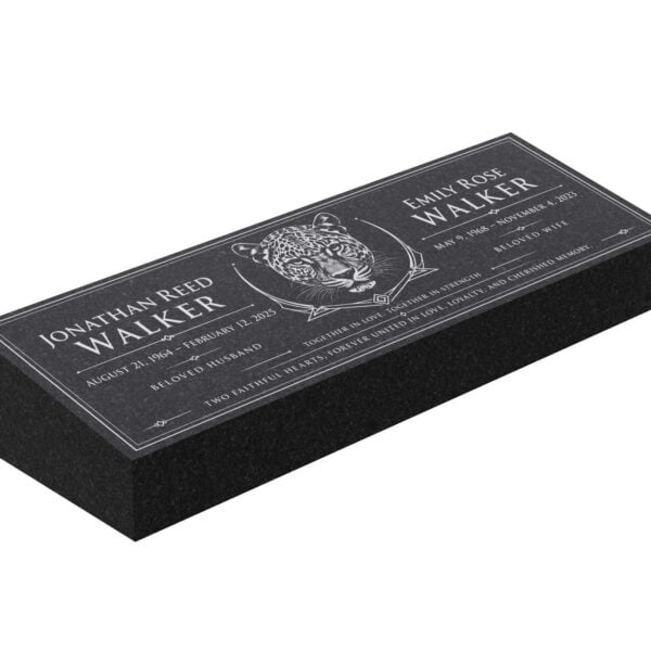 Leopard Companion Flat Granite Grave Marker